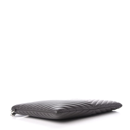 Saint Laurent Calfskin Matelasse Chevron Cassandre Monogram Document Holder Earth 4 of 7