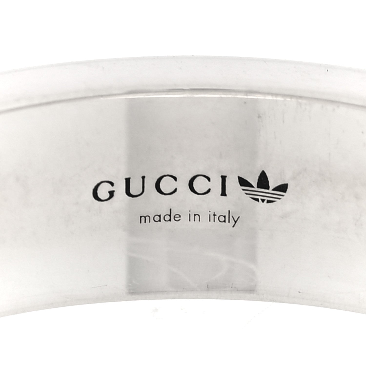 Gucci X ADIDAS Sterling Silver Trefoil GG Monogram Band Ring 61 9.75 5 of 5