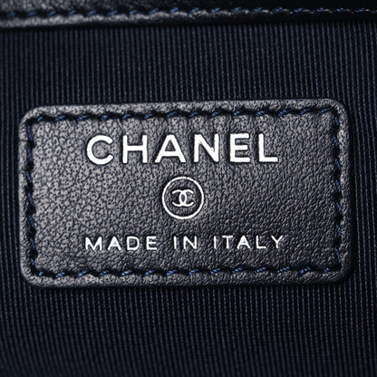 Chanel Canvas Studded CC Medium Cosmetic Pouch Navy 6 of 12