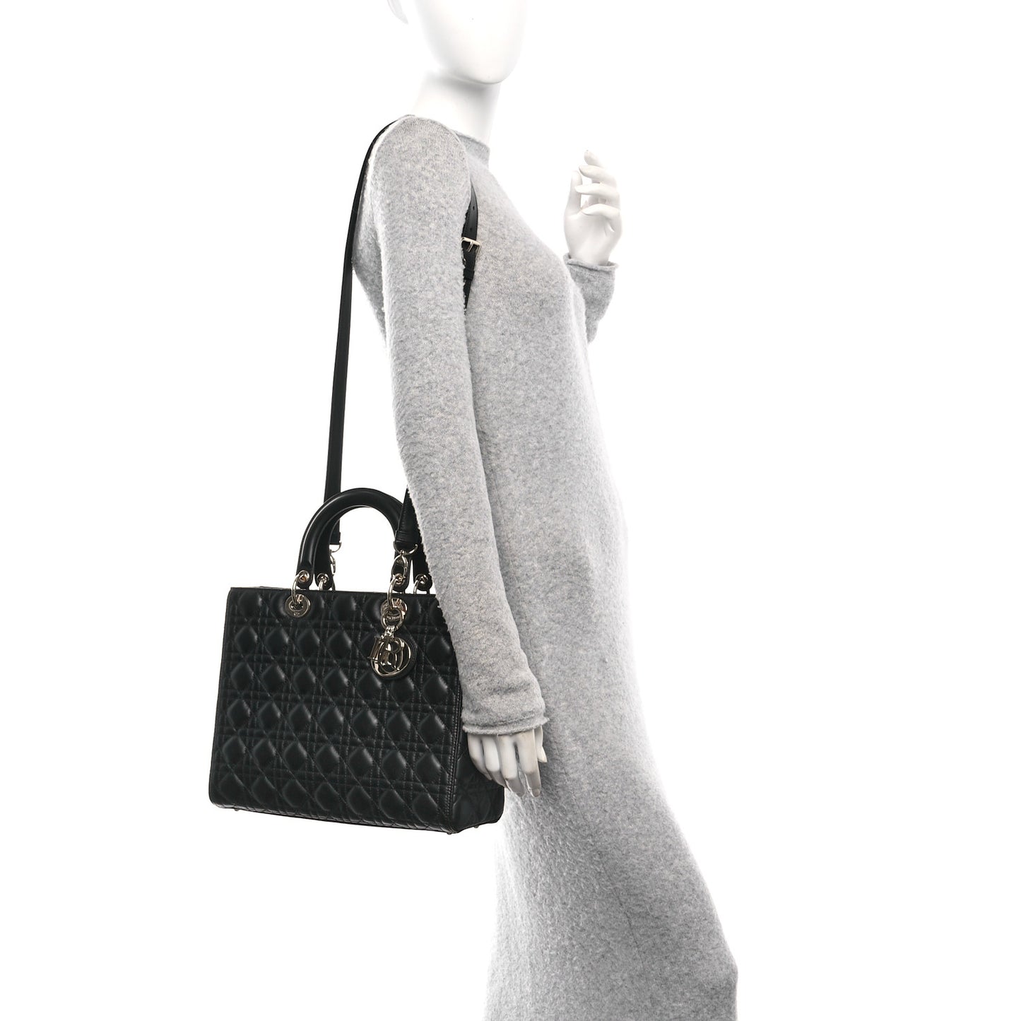 Lambskin Cannage Large Lady Dior Black