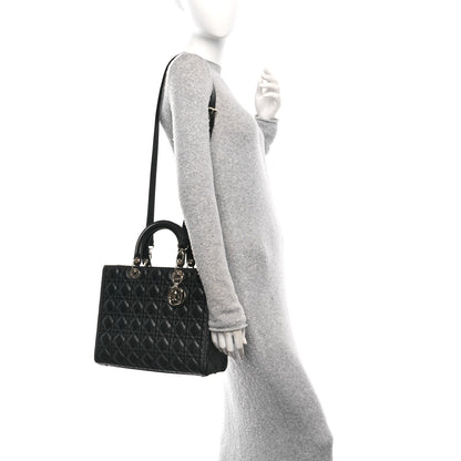 Christian Dior Lambskin Cannage Large Lady Dior Black 2 of 11