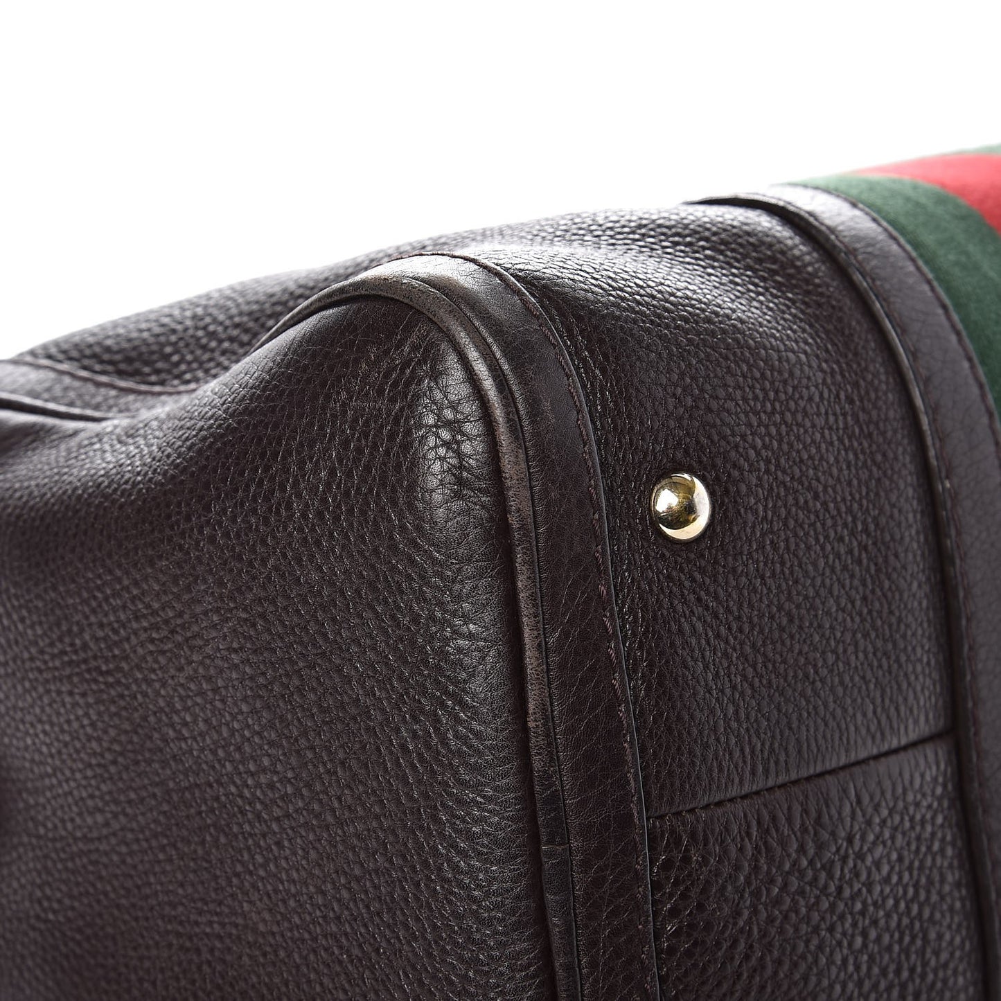 Calfskin Vintage Web Medium Boston Dark Brown