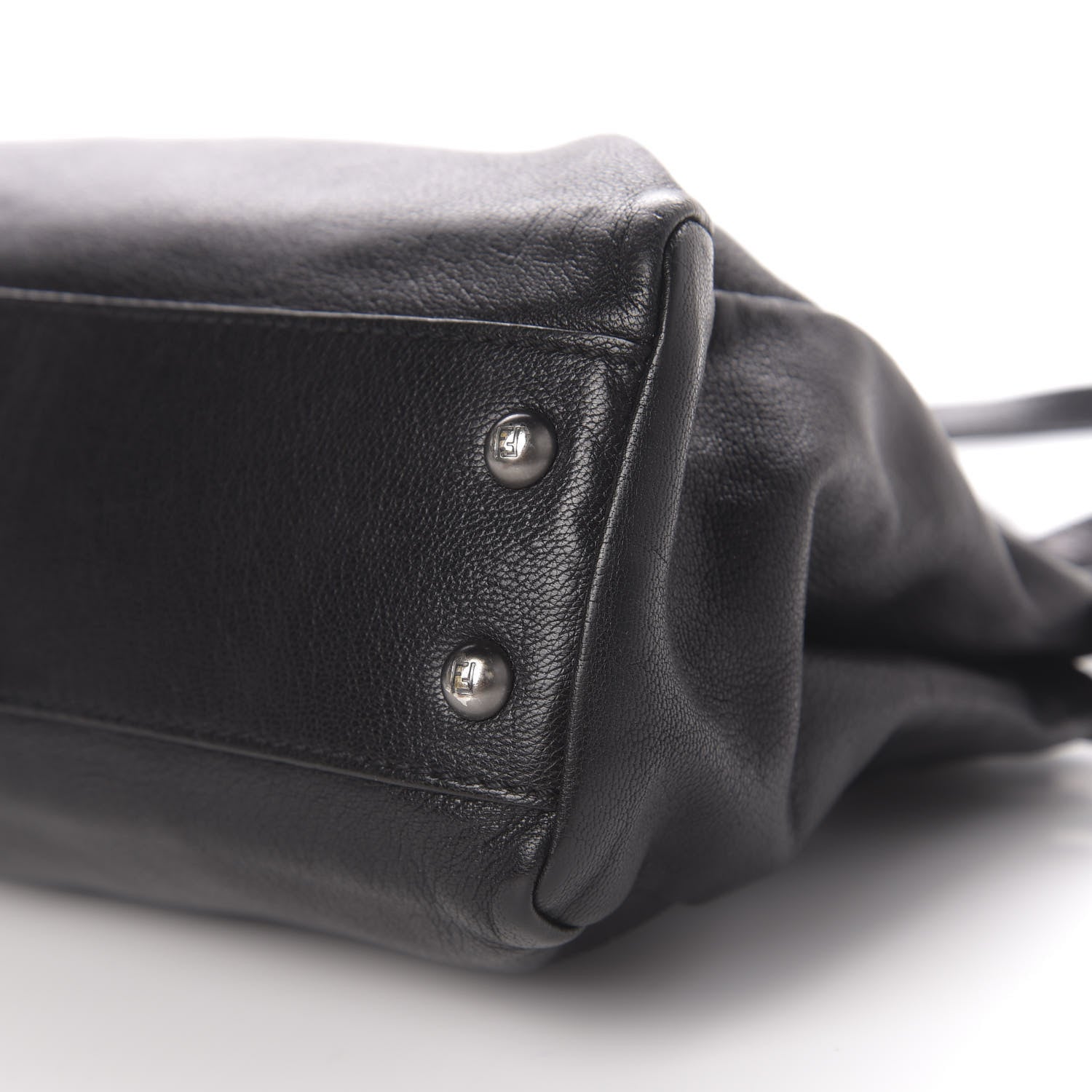 Fendi Goatskin Zucca Medium Peekaboo Iconic Satchel Black Tobacco 9 of 10
