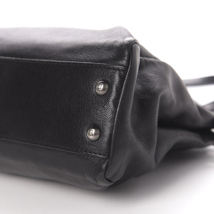 Fendi Goatskin Zucca Medium Peekaboo Iconic Satchel Black Tobacco 9 of 10