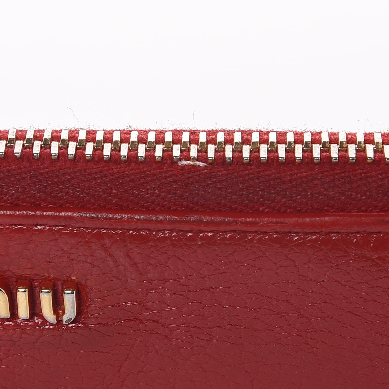 Miu Miu Grained Calfskin Zip Around Wallet Rosso 6 of 14