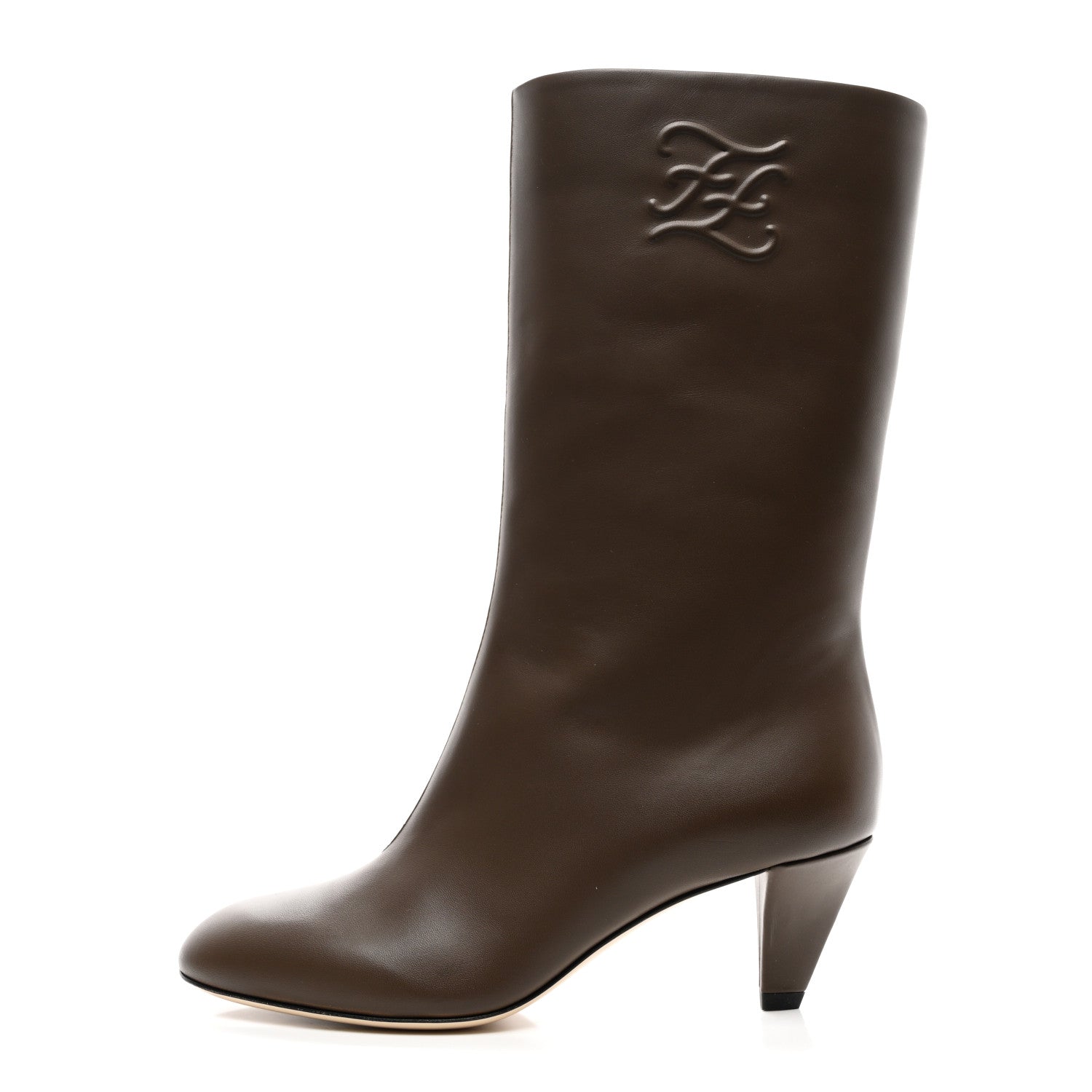 Fendi Vitello Karligraphy Tall Boots 36 Brown 1 of 8