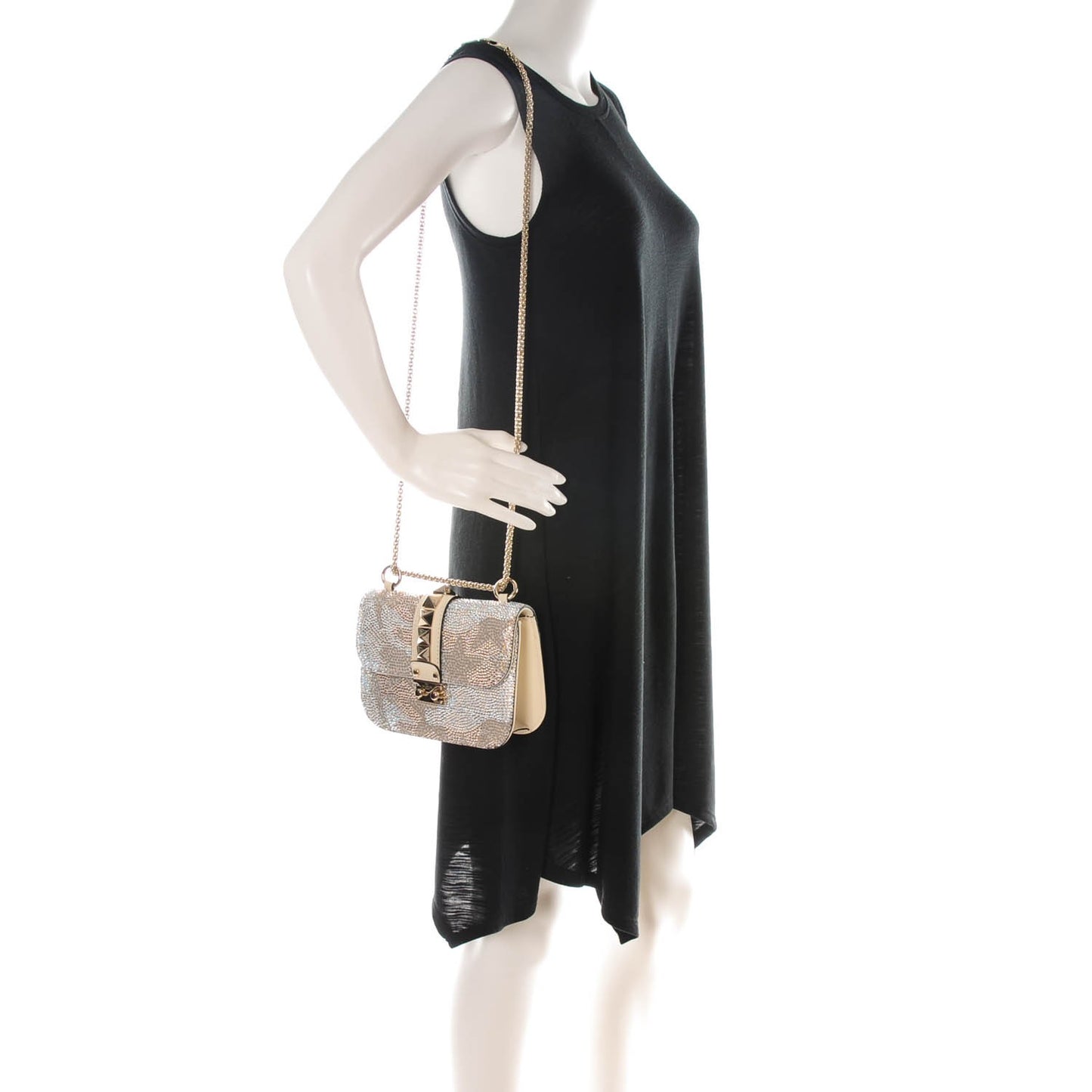 Nappa Crystal Small Glam Lock Rockstud Flap Multicolor