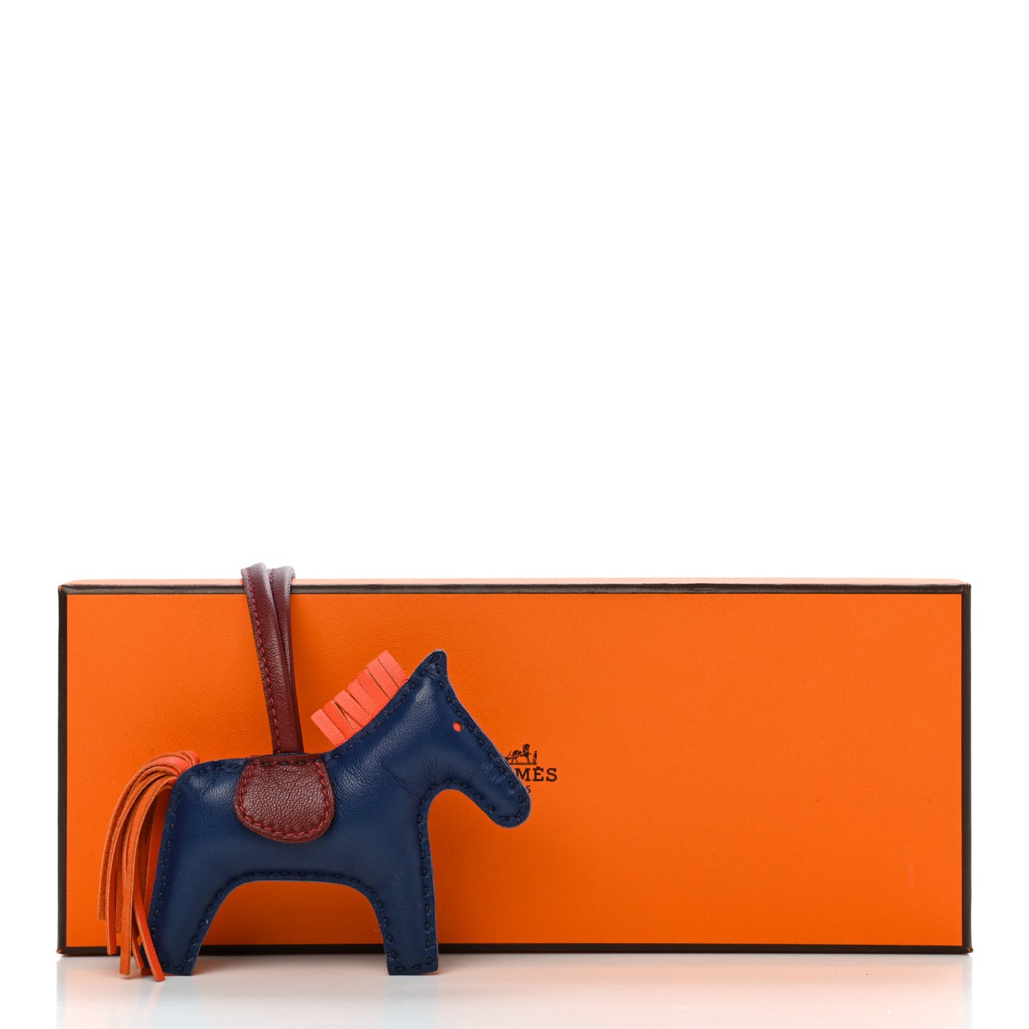 Milo Lambskin Grigri Rodeo Horse Bag Charm PM Bleu de Malte Rouge H Peony