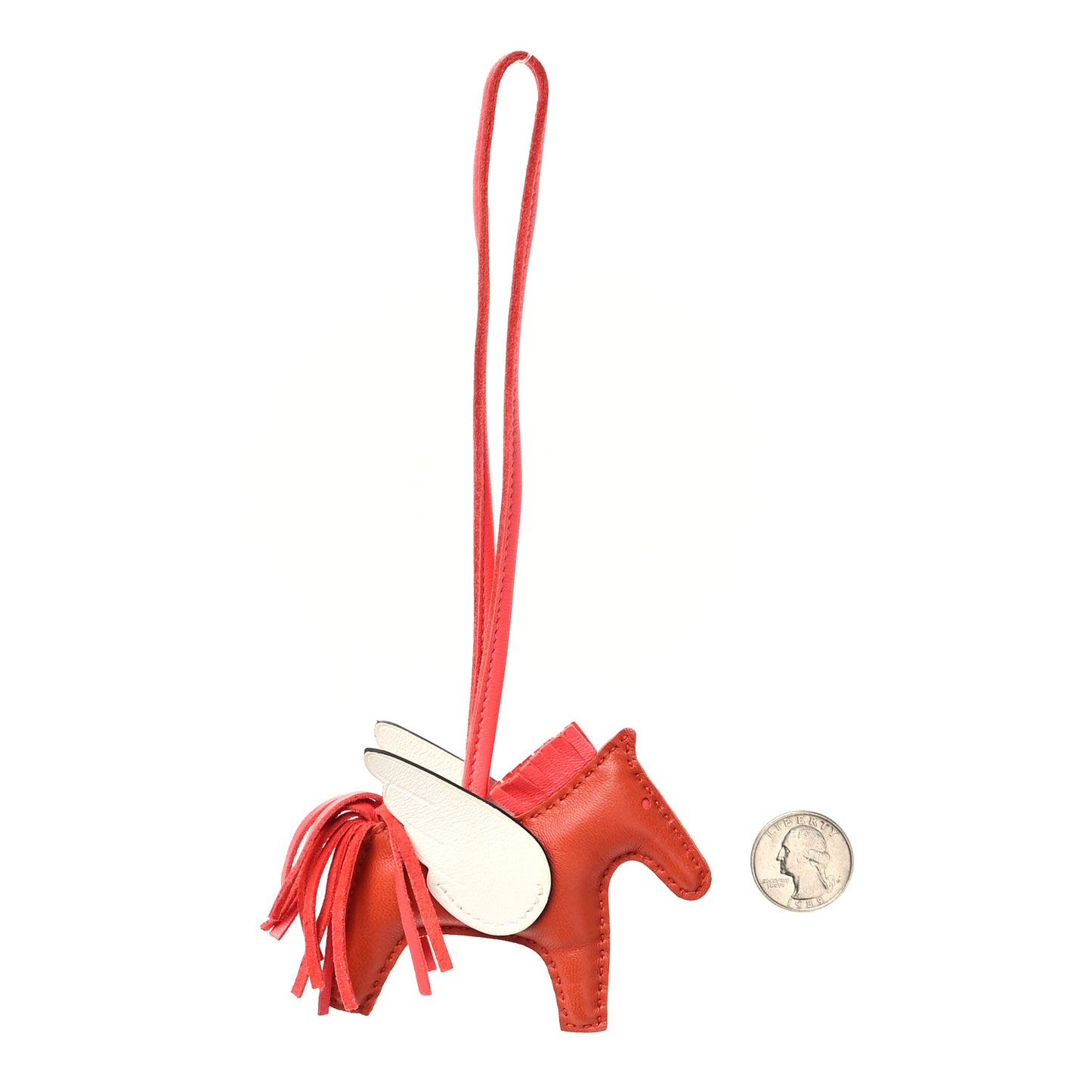 Milo Lambskin Grigri Rodeo Pegase Horse Bag Charm PM Cornaline Rose Texas White