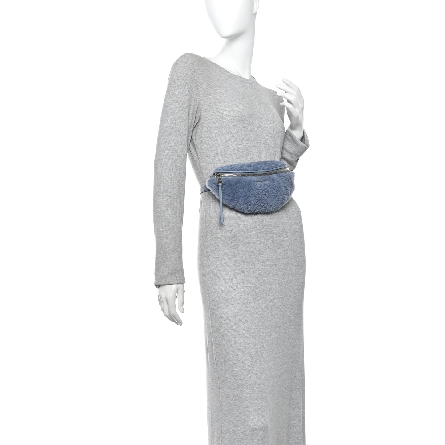 Shearling Matelasse Belt Bag Blue