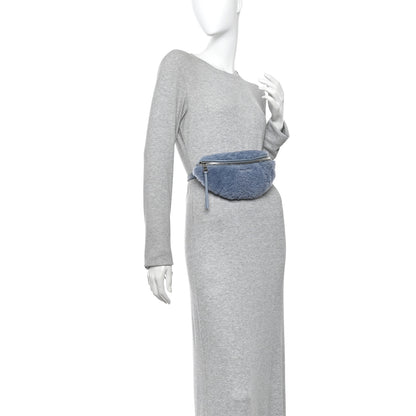 Miu Miu Shearling Matelasse Belt Bag Blue 2 of 10