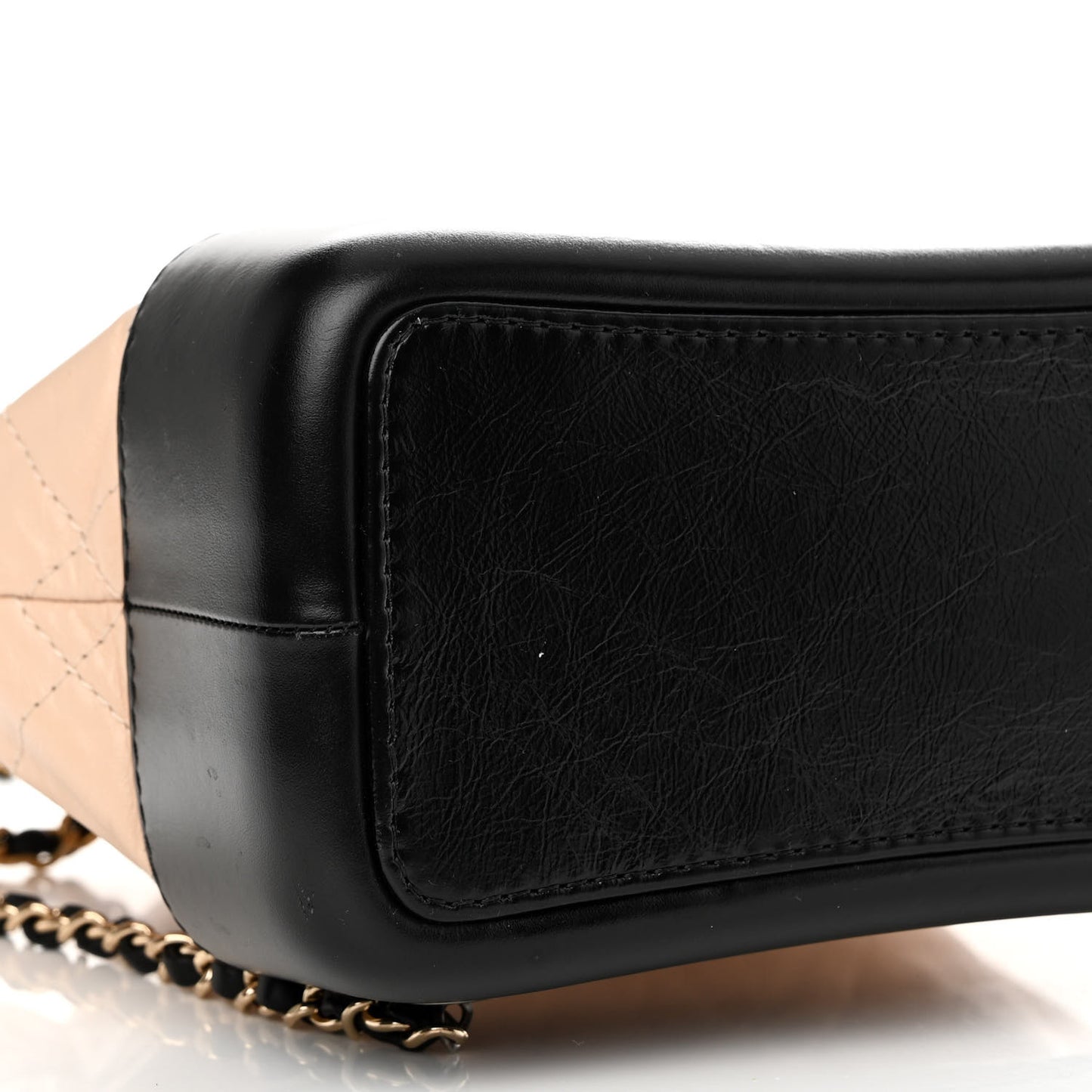 Aged Calfskin Quilted Small Gabrielle Backpack Beige Black