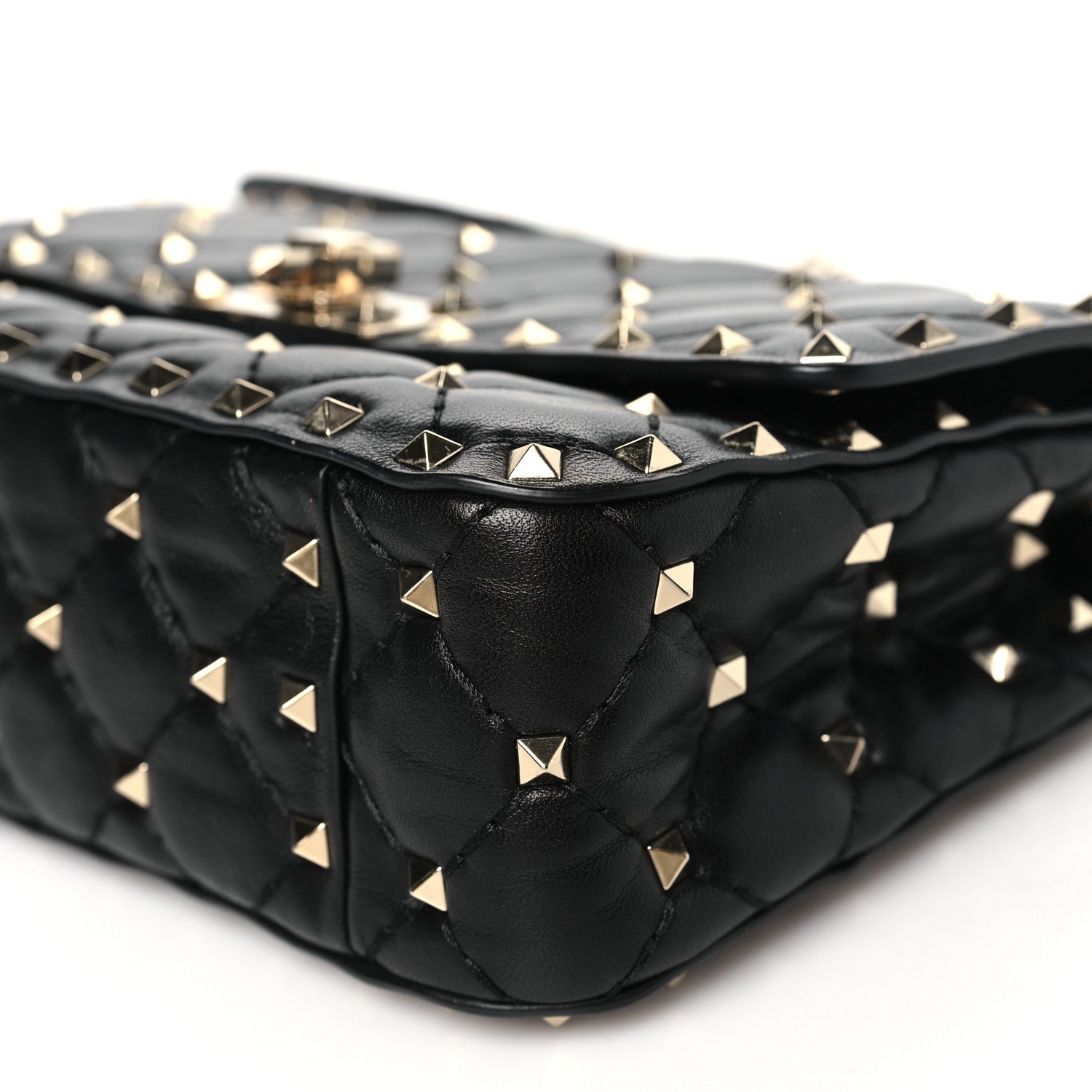 Valentino Garavani Craquele Nappa Small Rockstud Spike Shoulder Bag Black 9 of 9