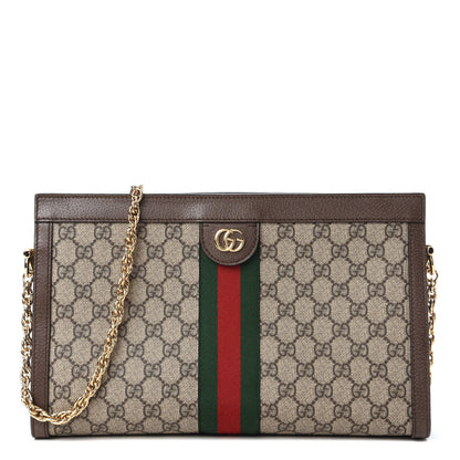 Gucci GG Supreme Monogram Web Medium Ophidia Chain Shoulder Bag Brown 1 of 9