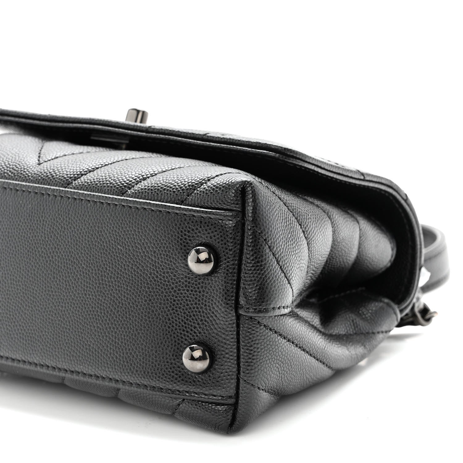 Chanel Caviar Chevron Quilted Extra Mini Coco Handle Flap So Black 10 of 10
