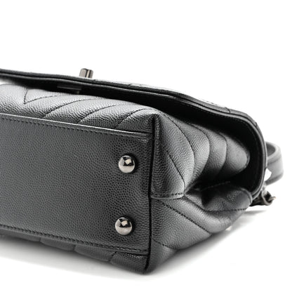 Chanel Caviar Chevron Quilted Extra Mini Coco Handle Flap So Black 10 of 10