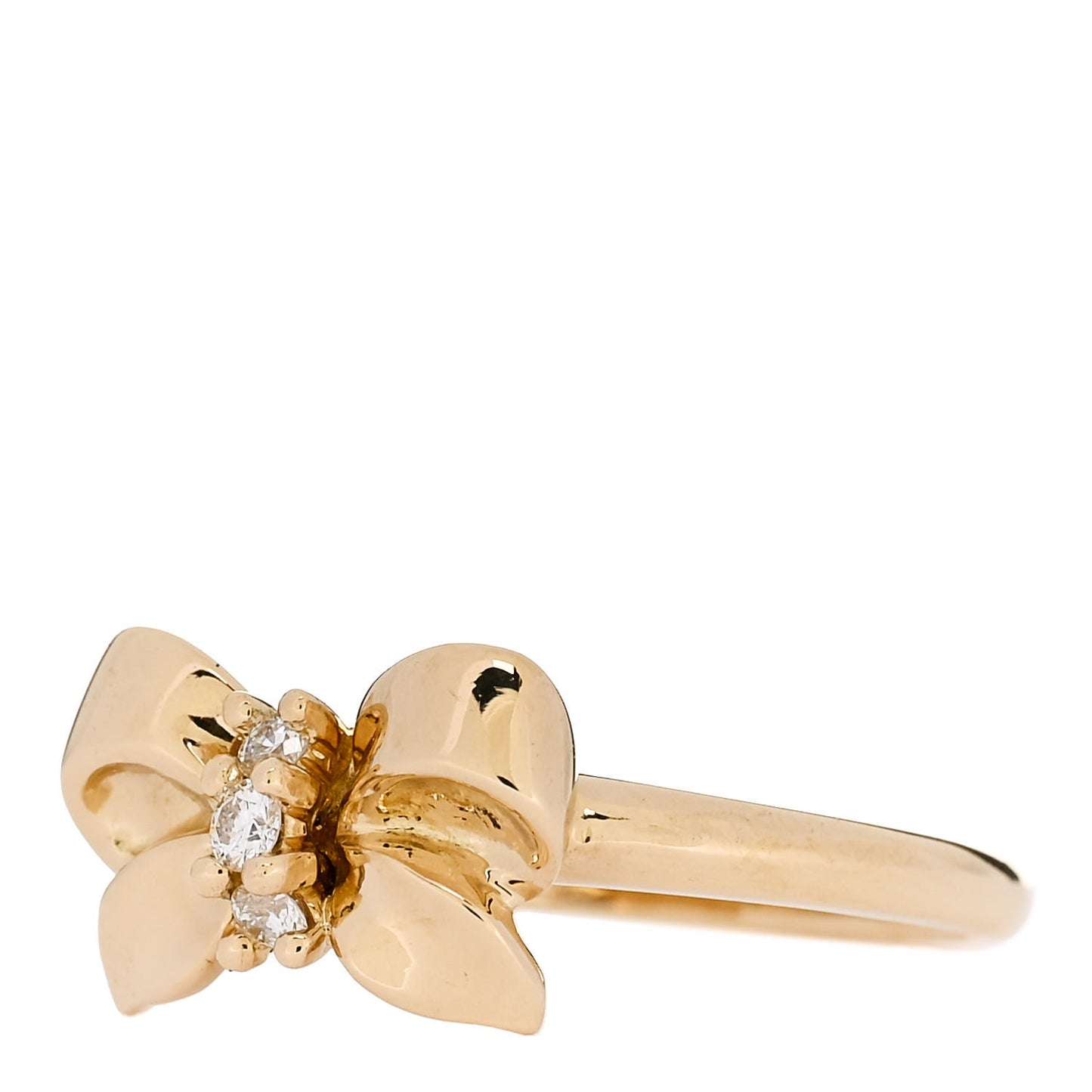 18K Yellow Gold Diamond Bow Ring 50 5.5