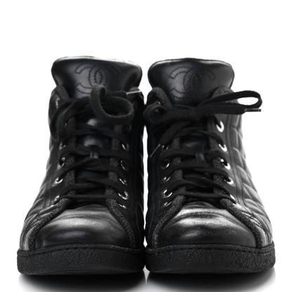 Chanel Lambskin Quilted High Top Sneakers 38 Black 2 of 8