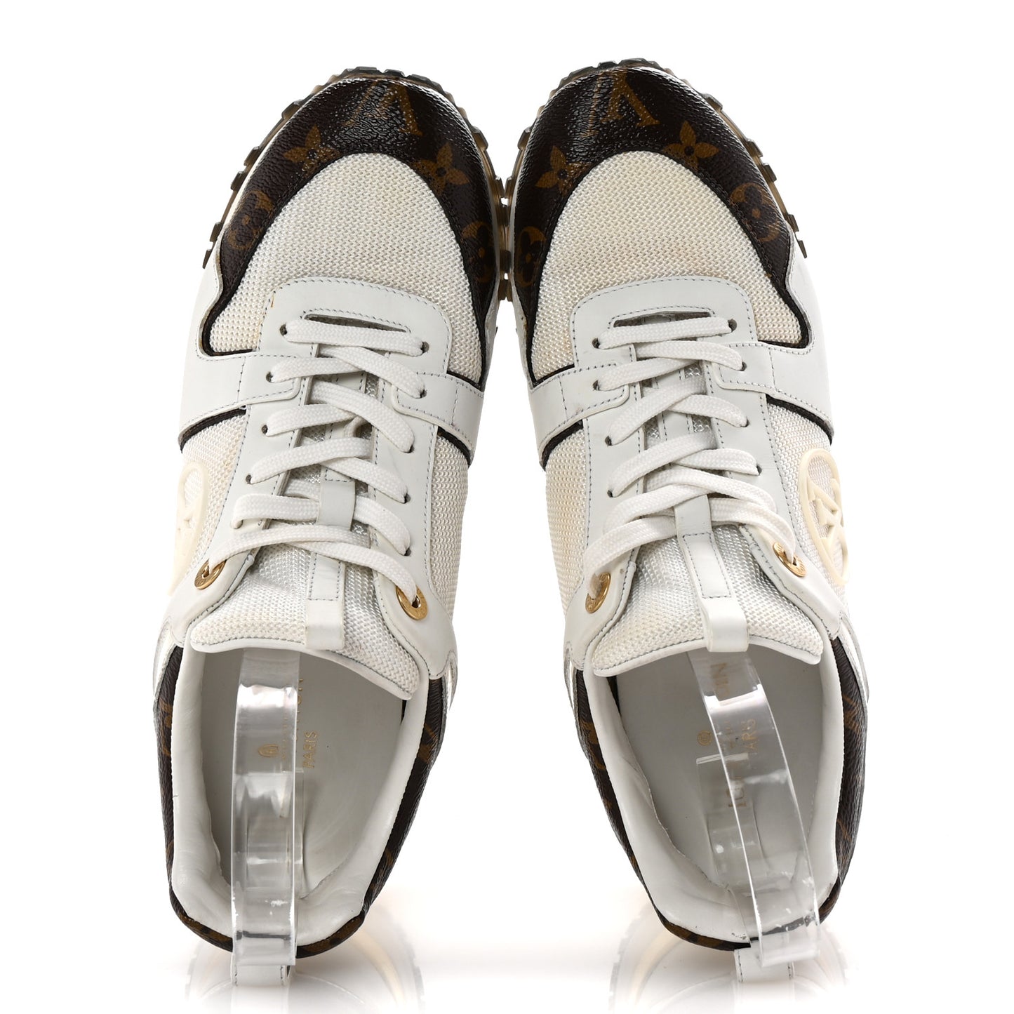 Calfskin Monogram Run Away Sneakers 38 White