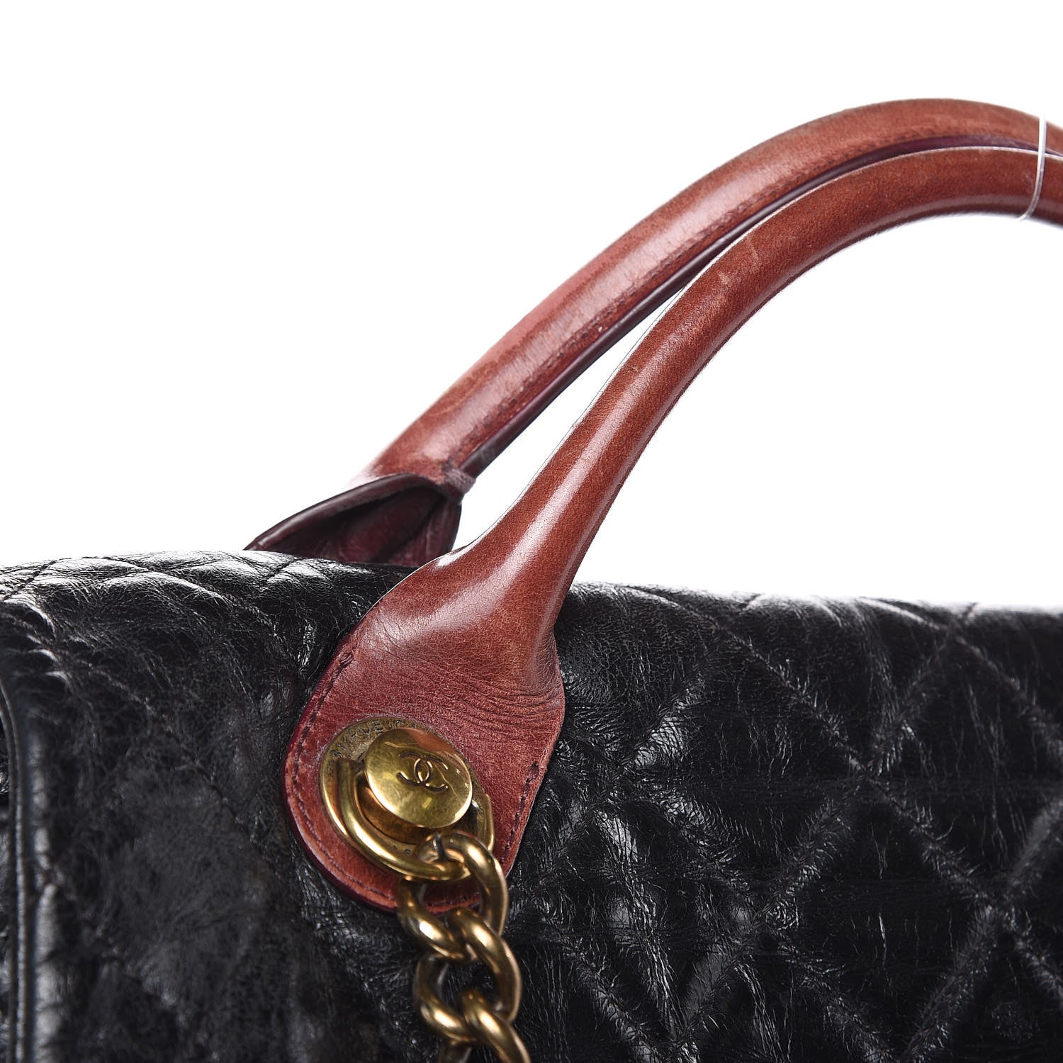 Chanel Glazed Calfskin Castle Rock Large Flap Black Burgundy 12 of 19