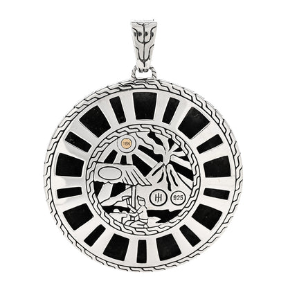 John Hardy Sterling Silver 18K Yellow Gold Palu Hammered Disc Pendant 3 of 4