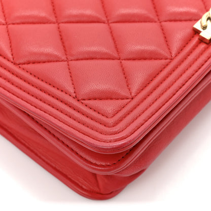Chanel Lambskin Quilted Boy Wallet On Chain WOC Red 13 of 16