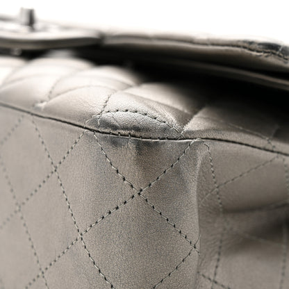 Chanel Metallic Calfskin Quilted Medium Double Flap Ruthenium 10 of 16