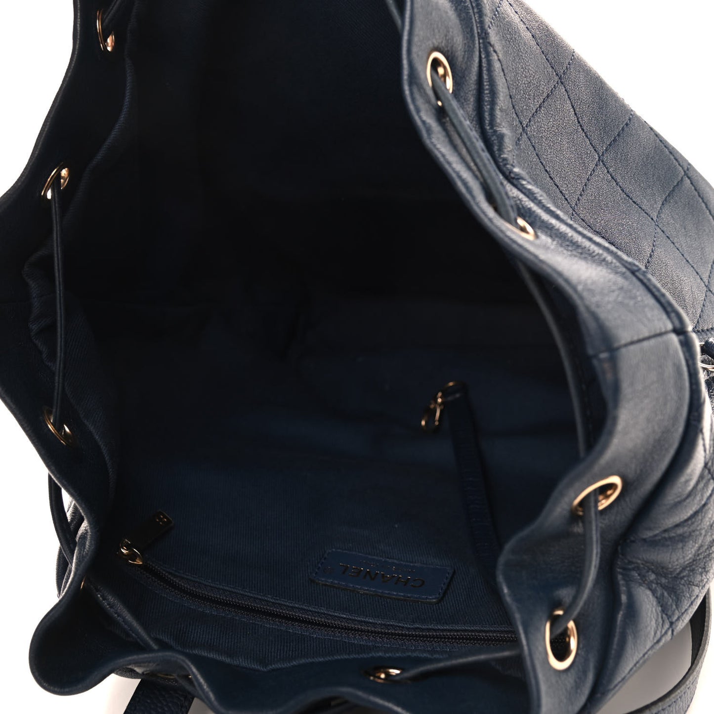 Sheepskin Caviar Quilted Daily Round Backpack Blue
