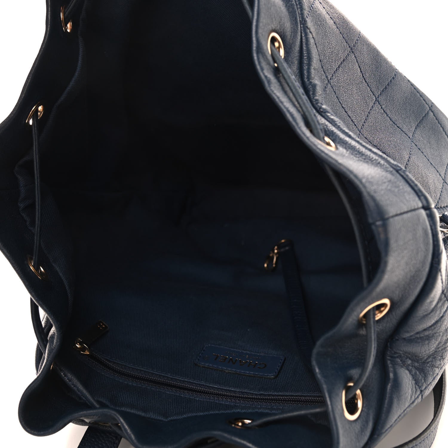 Chanel Sheepskin Caviar Quilted Daily Round Backpack Blue 5 of 10