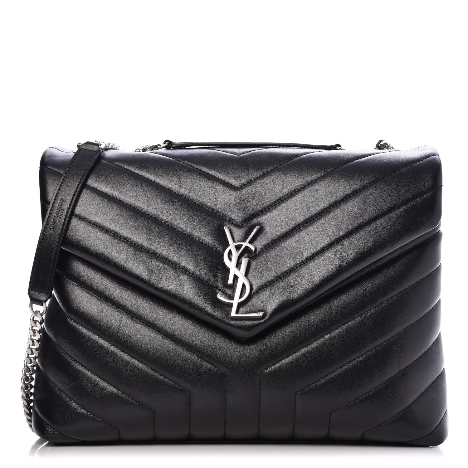 Saint Laurent Calfskin Y Quilted Monogram Medium Loulou Chain Satchel Black 1 of 8