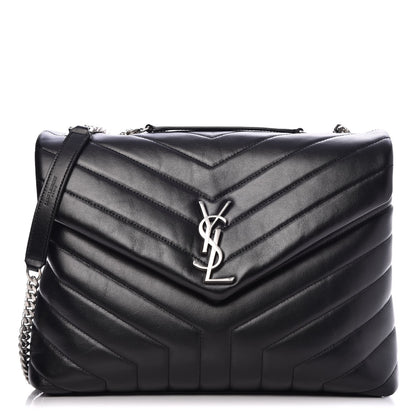 Saint Laurent Calfskin Y Quilted Monogram Medium Loulou Chain Satchel Black 1 of 8
