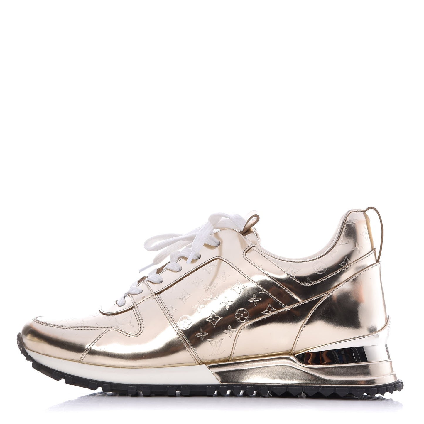 Metallic Patent Embossed Monogram Run Away Sneakers 39 Gold