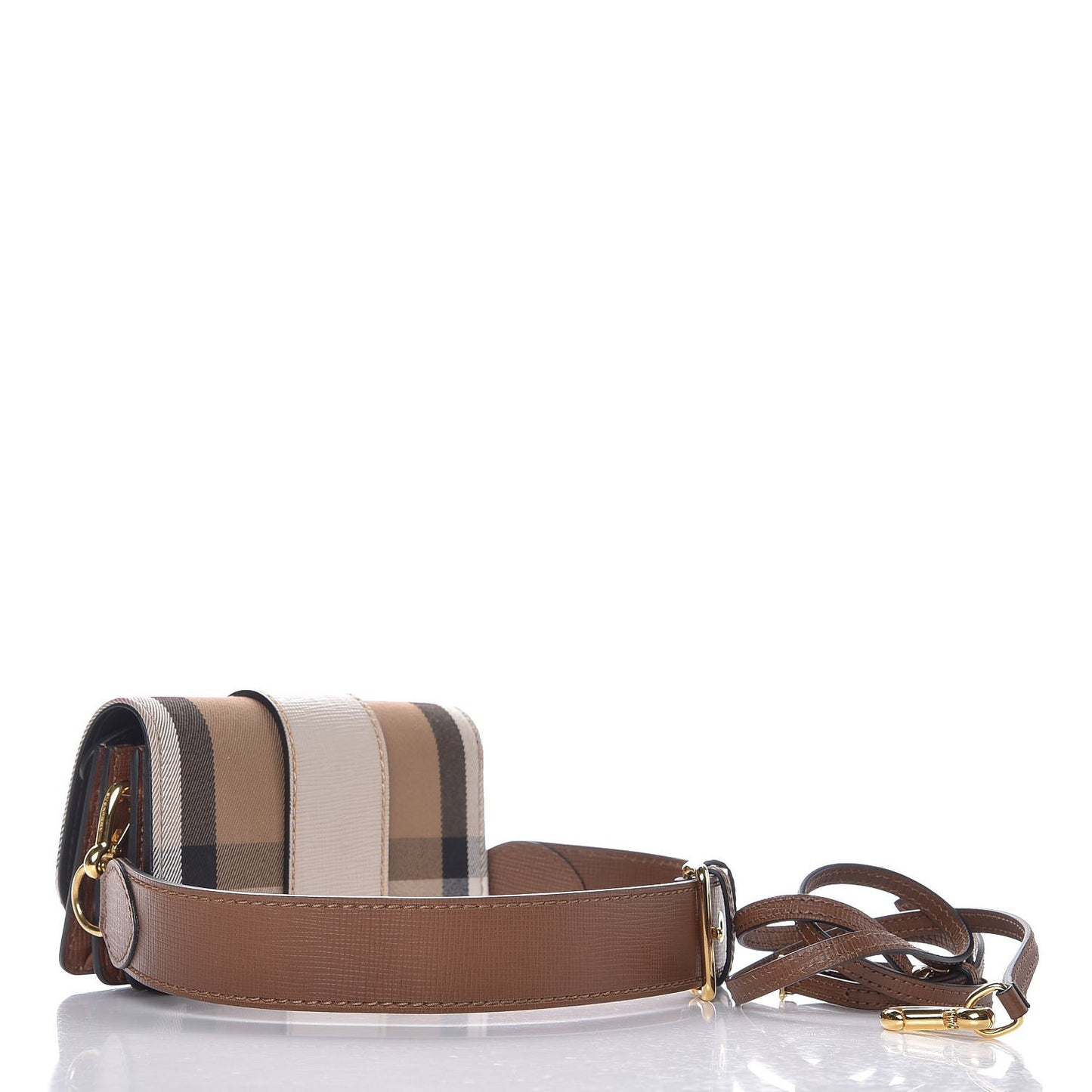 House Check Bridle Calfskin Small Madison Buckle Bag Limestone