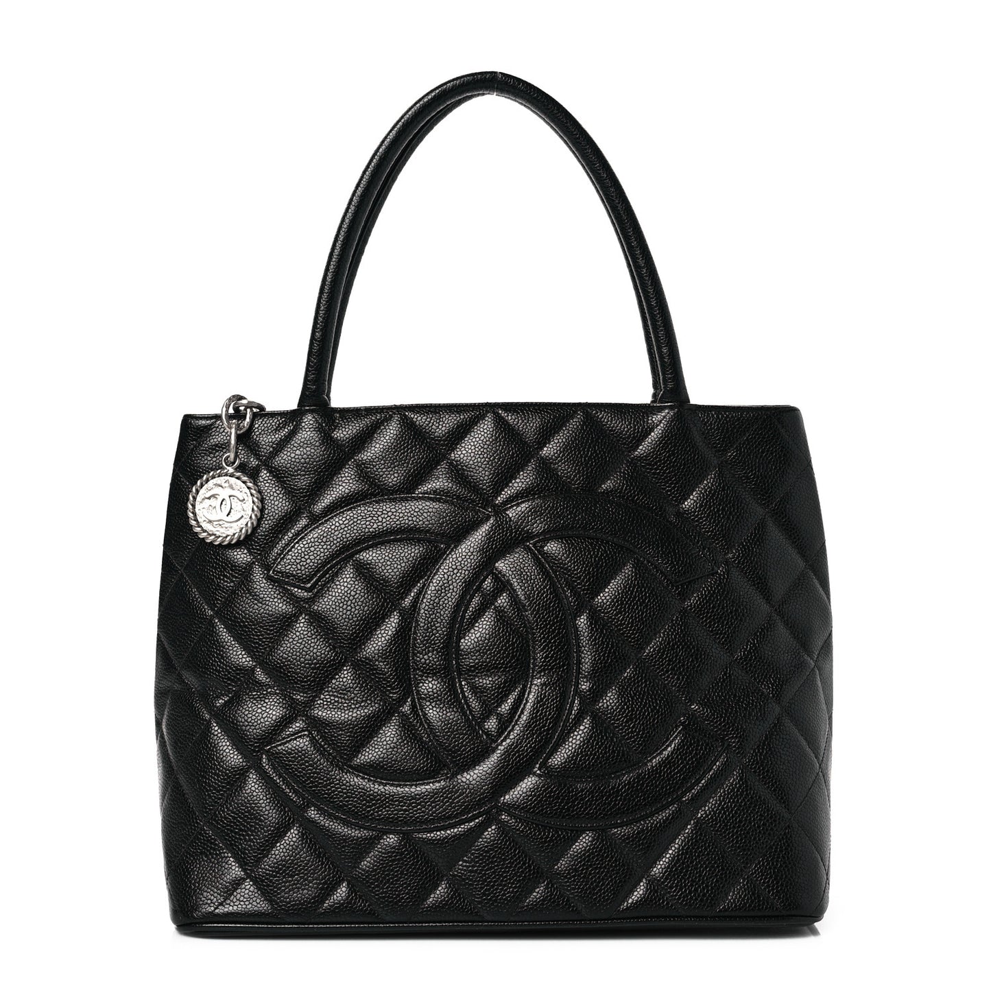 Caviar Quilted Medallion Tote Black