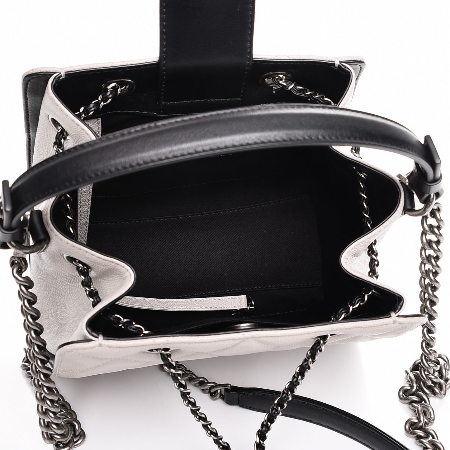 Caviar Quilted Small CC Bucket Bag Grey