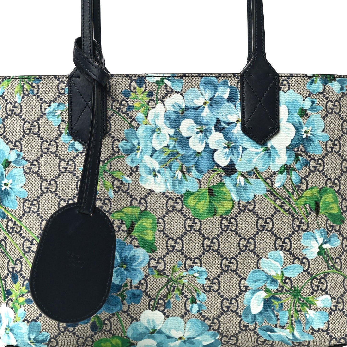 GG Supreme Monogram Blooms Small Reversible Tote Beige Blue Navy