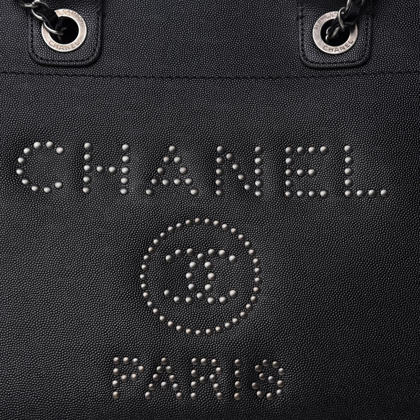 Caviar Small Studded Deauville Tote Black