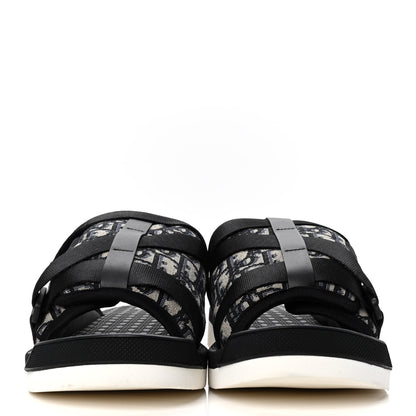 Christian Dior Oblique Jacquard Mens Alpha Sandals 45 Beige Black 2 of 4