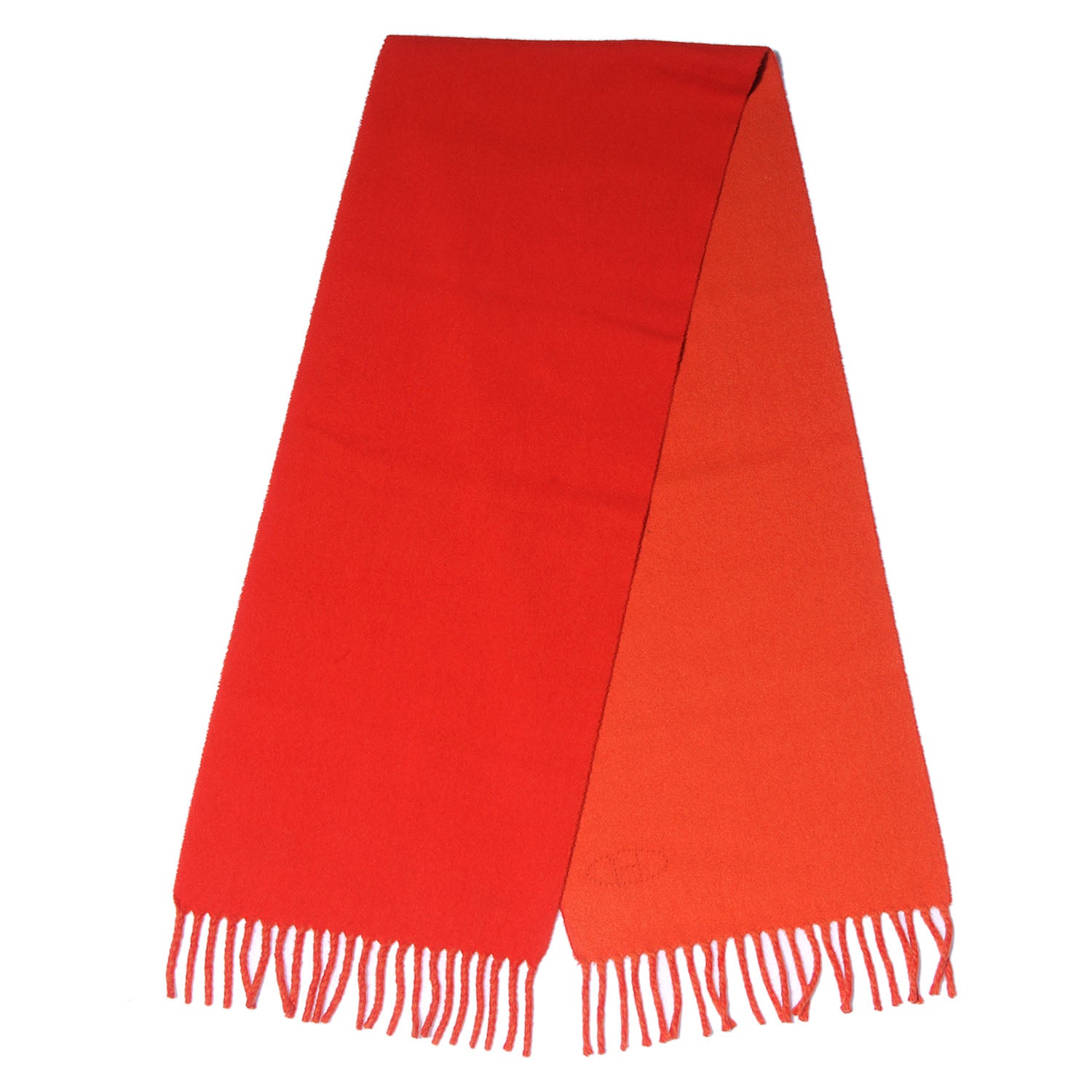 Hermes Cashmere Reversible Evelyne Scarf Rouge Pavot and Capucine 1 of 5