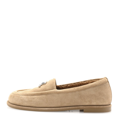 Chanel Suede Calfskin CC Loafers 36 Dark Beige 1 of 10