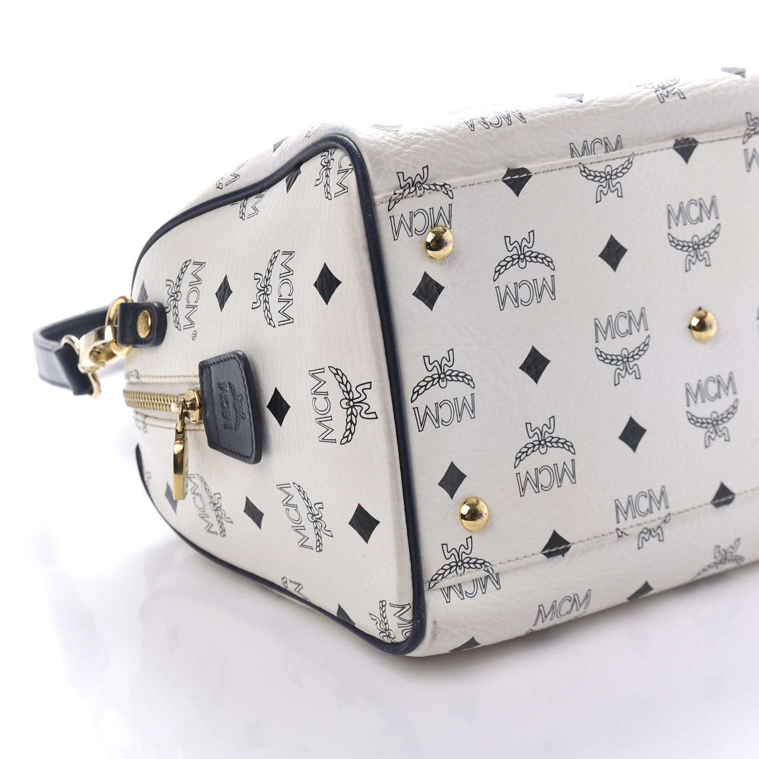 MCM Visetos Boston Satchel White 6 of 9