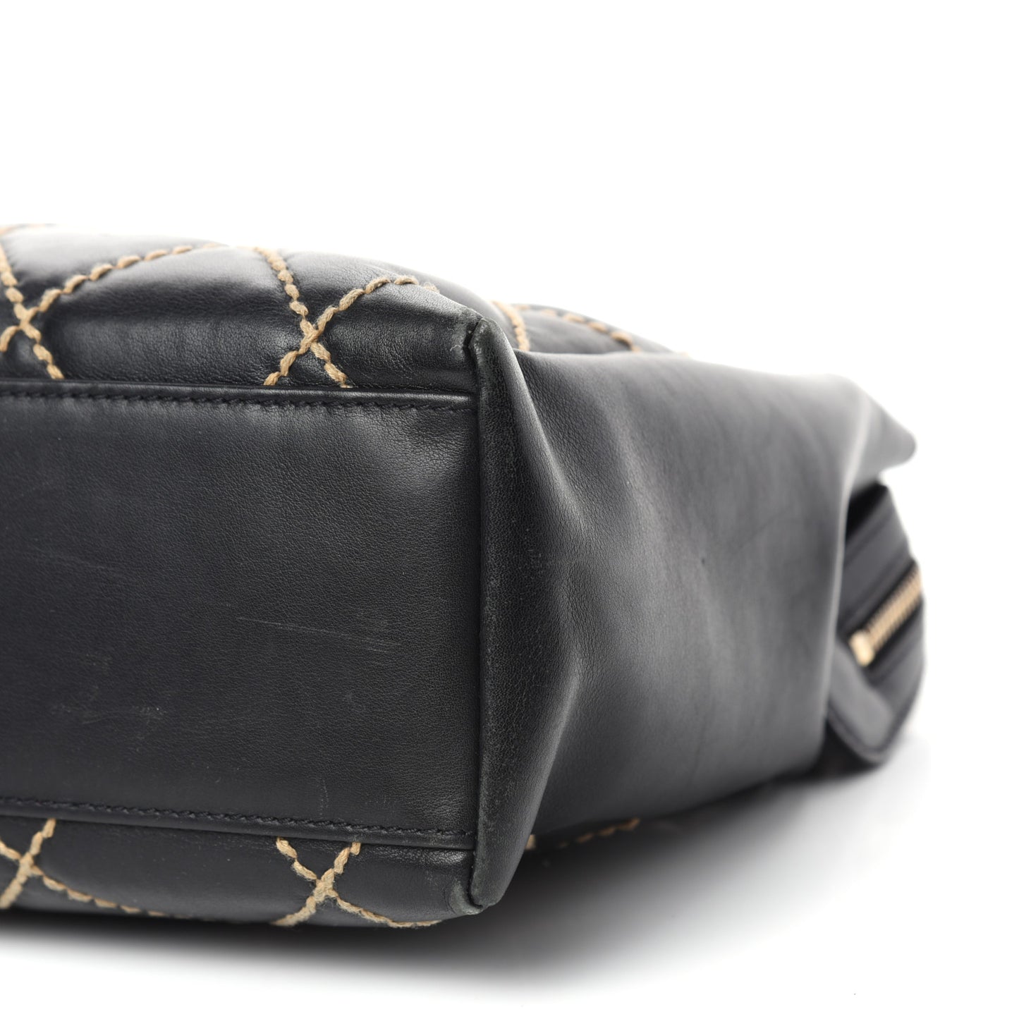 Calfskin Wild Stitch Shoulder Bag Black