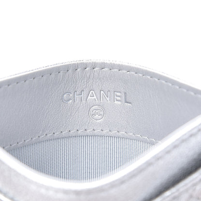 Chanel Metallic Lambskin Quilted Card Holder Silver 6 of 9
