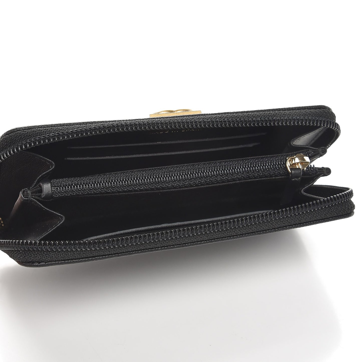 Caviar Quilted Boy Small Zip Around Wallet Black