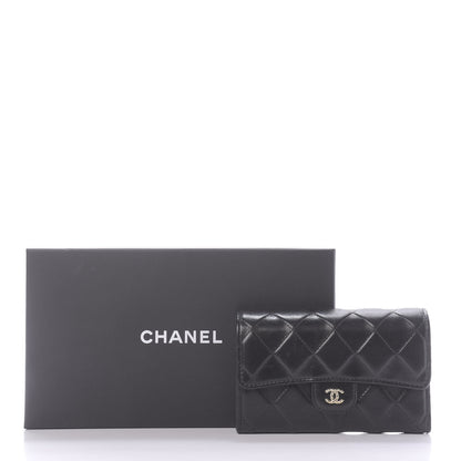 Chanel Shiny Goatskin Quilted Medium Flap Wallet Black 10 of 10