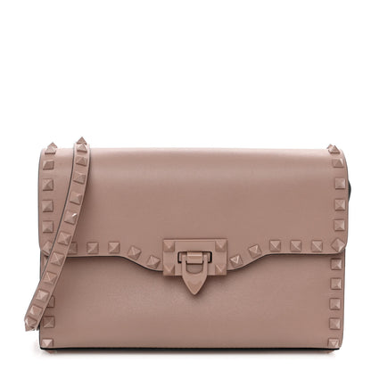 Valentino Garavani Vitello Monochrome Medium Rockstud Flip Lock Crossbody Bag Poudre 1 of 9