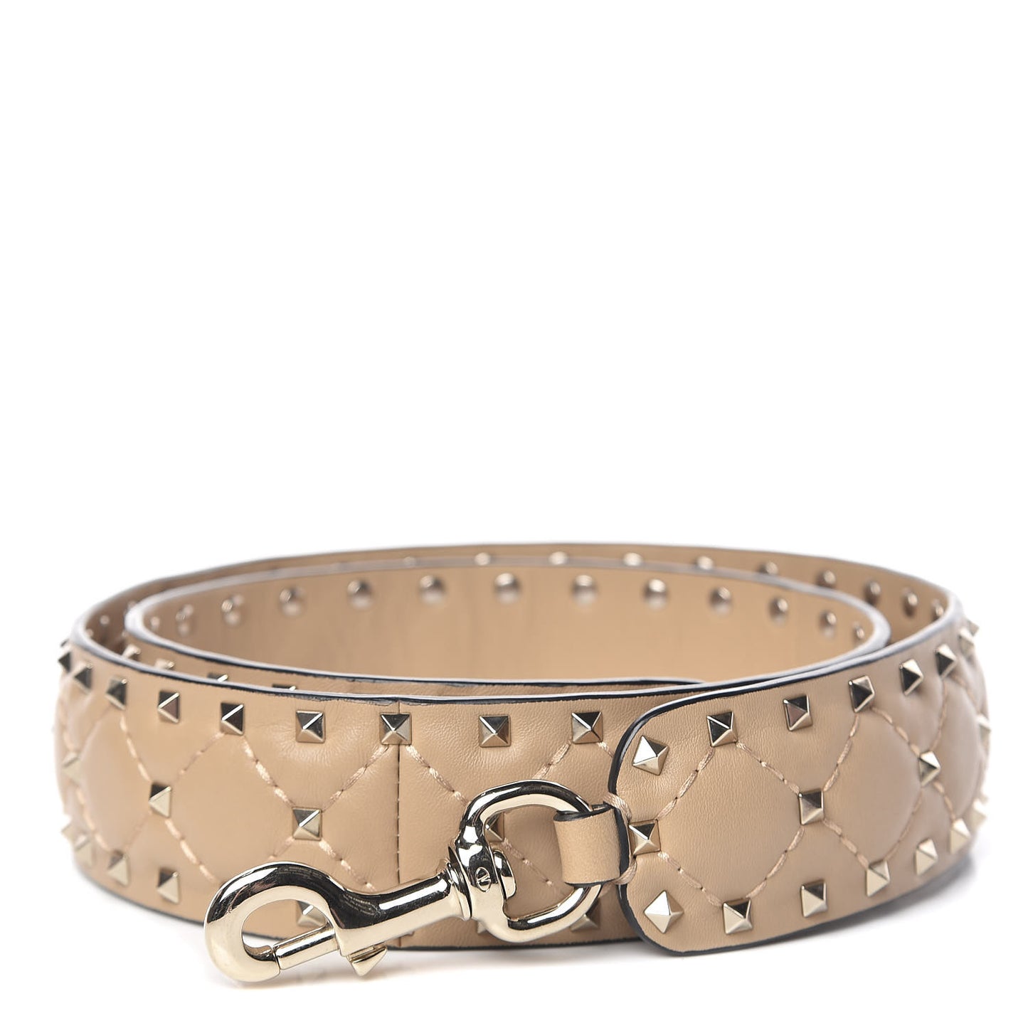 Lambskin Rockstud Spike Shoulder Strap Camel Rose