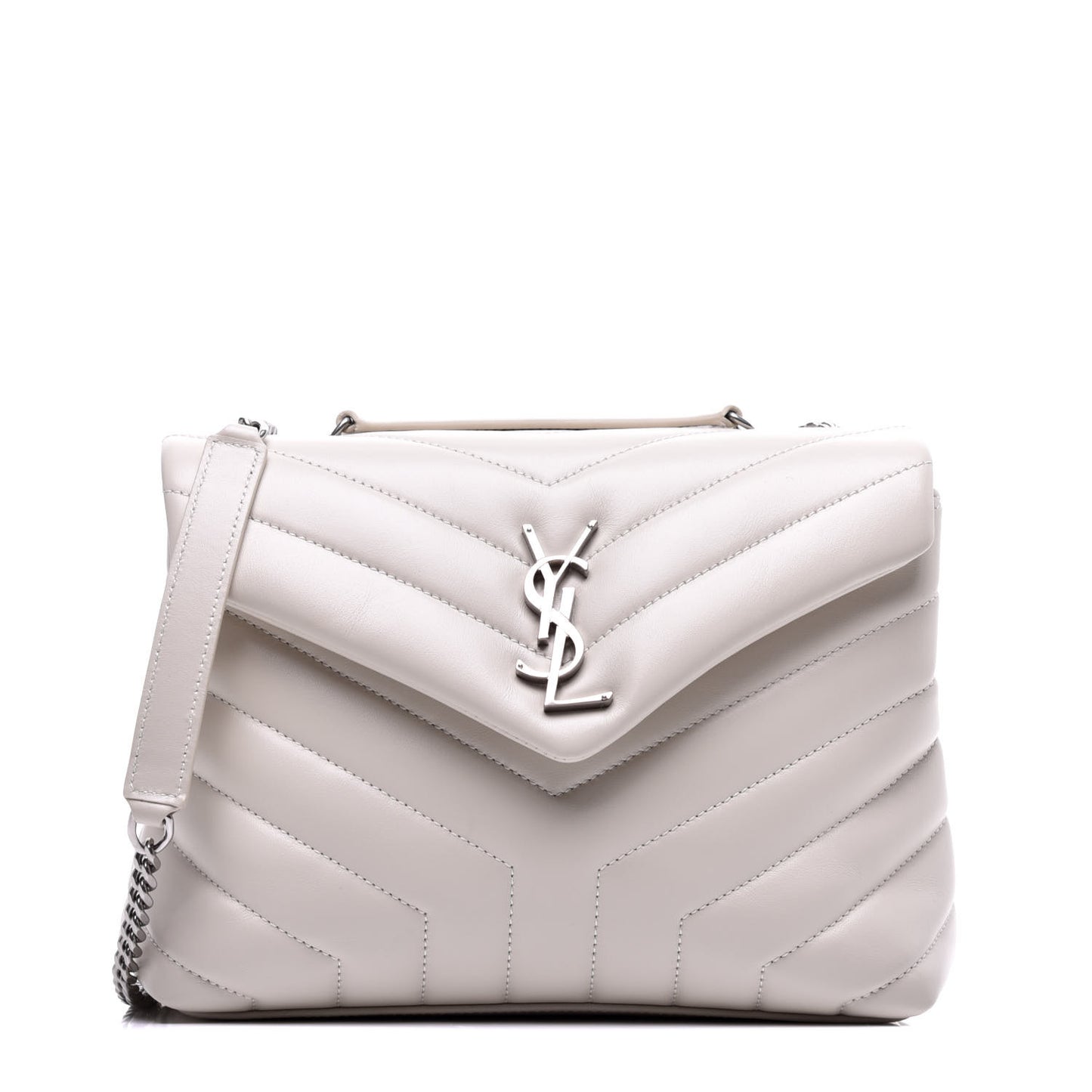 Calfskin Y Quilted Monogram Small Loulou Chain Satchel Ivory