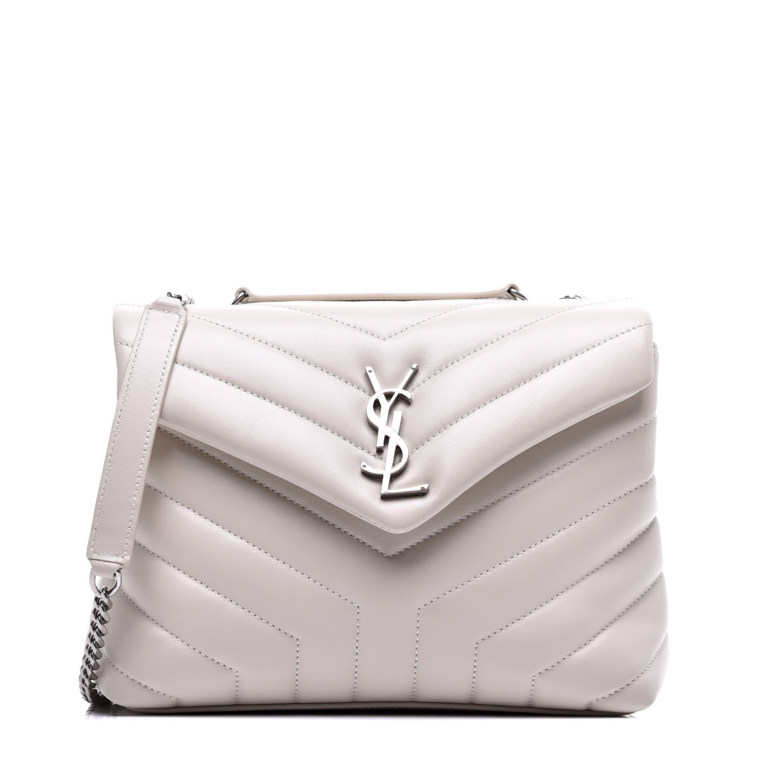 Saint Laurent Calfskin Y Quilted Monogram Small Loulou Chain Satchel Ivory 1 of 8