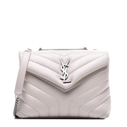 Saint Laurent Calfskin Y Quilted Monogram Small Loulou Chain Satchel Ivory 1 of 8